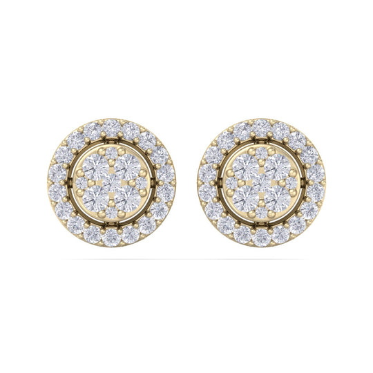 Halo stud earrings in rose gold with white diamonds of 0.37 ct in weight