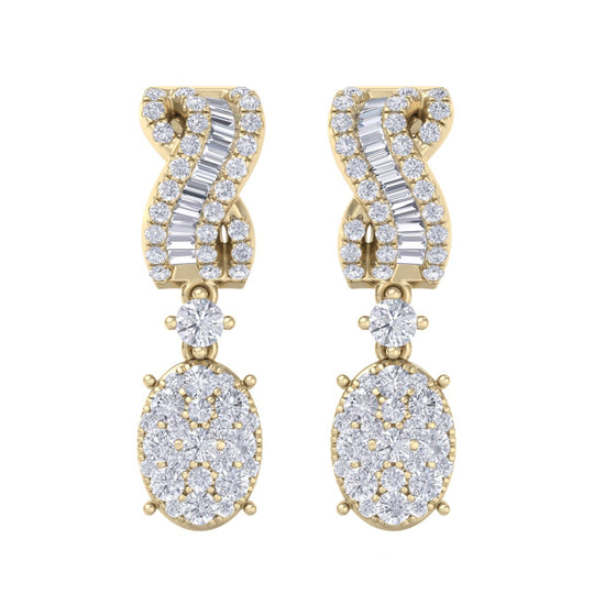 Drop earrings in white gold with white diamonds of 1.17 ct in weight