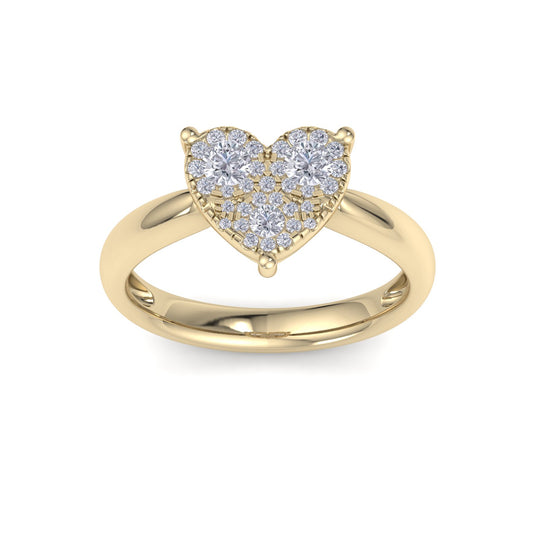 Love ring in yellow gold with white diamonds of 0.26 ct in weight