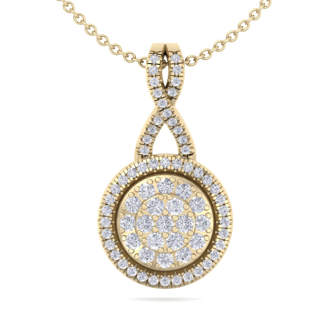 Round pendant in yellow gold with white diamonds of 0.38 ct in weight - HER DIAMONDS®