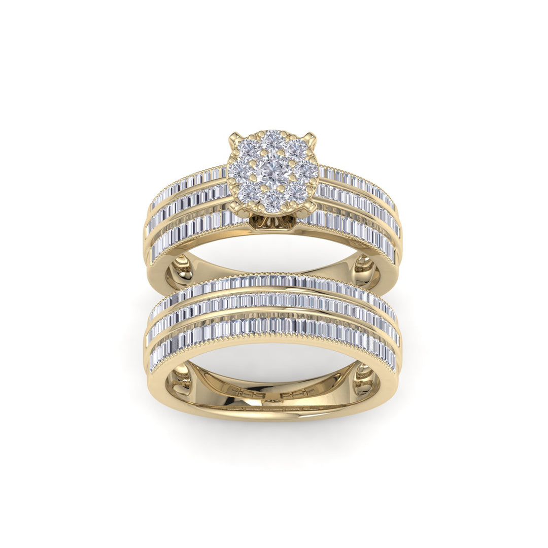 Bridal ring set in yellow gold with white diamonds of 1.35 ct in weight