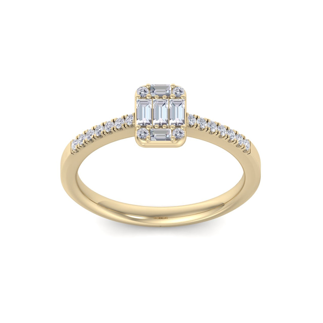 Baguette diamond ring in rose gold with white diamonds of 0.66