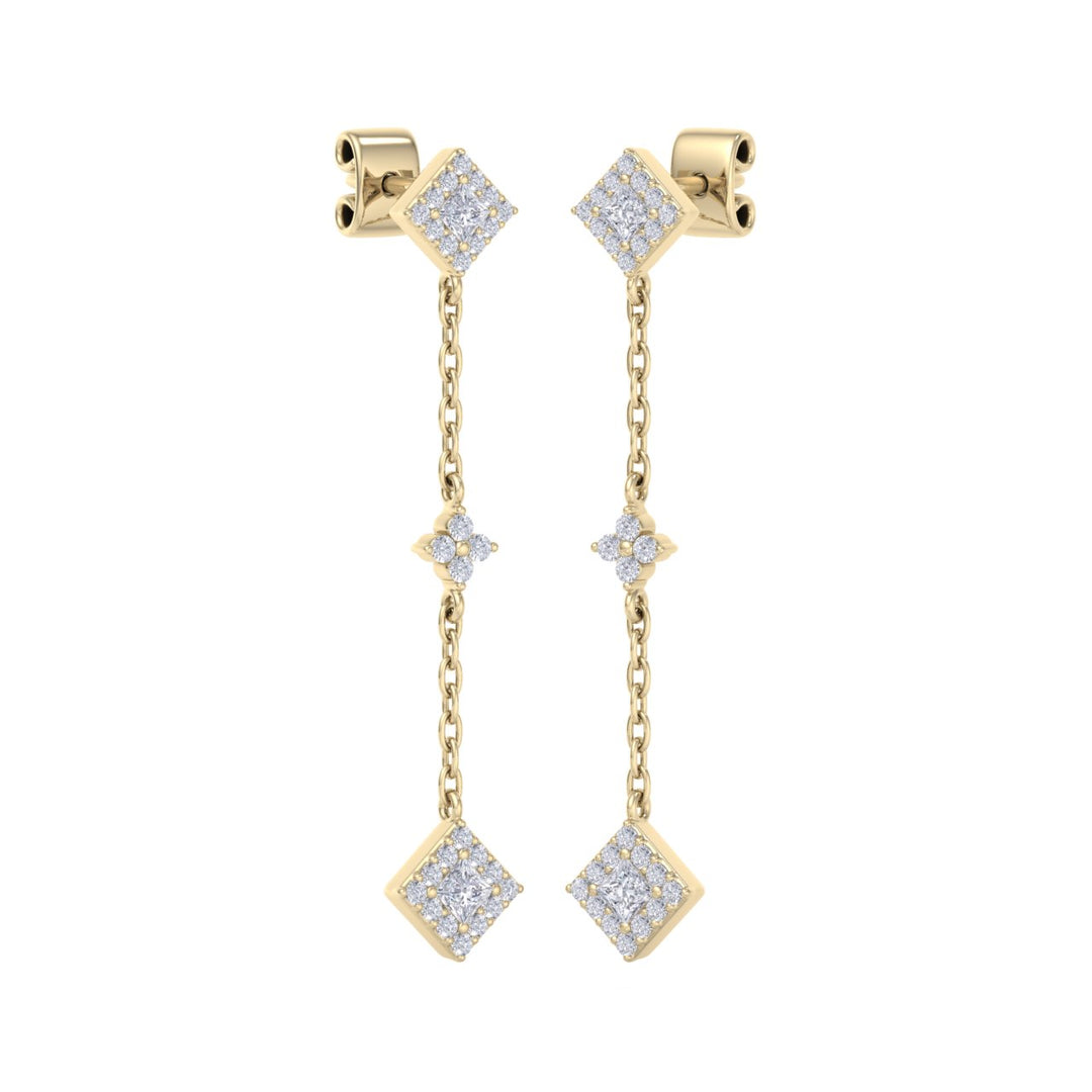 Drop earrings in yellow gold with white diamonds of 0.53 ct in weight