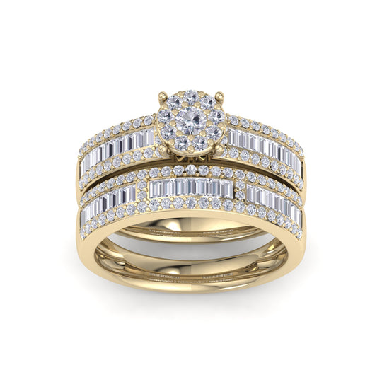 Bridal set in white gold with white diamonds of 0.86 ct in weight