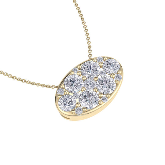 Oval shape pendant in rose gold with white diamonds of 0.80 ct in weight - HER DIAMONDS®