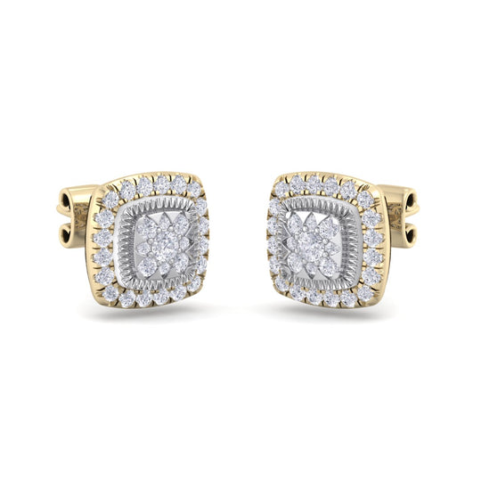 Square stud earrings in rose gold with white diamonds of 0.84 ct in weight - HER DIAMONDS®