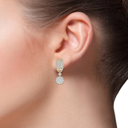 Drop earrings in yellow gold with white diamonds of 1.66 ct in weight - HER DIAMONDS®