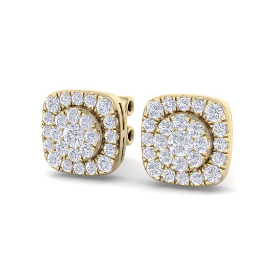 Square halo stud earrings in white gold with white diamonds of 0.51 ct in weight