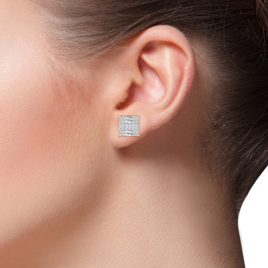 Stud earrings in yellow gold with white diamonds of 1.88 ct in weight - HER DIAMONDS®
