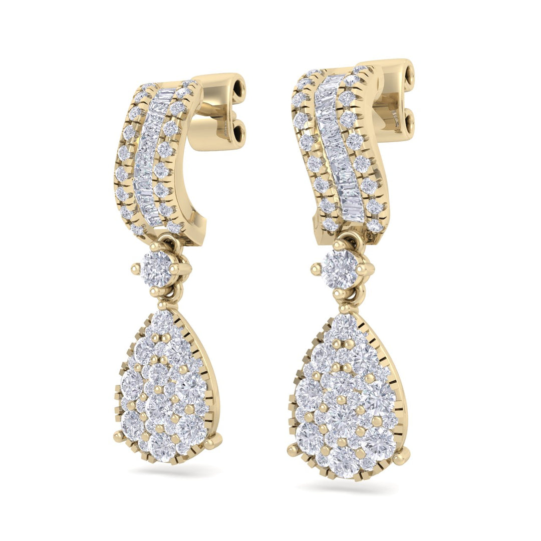 Pear drop earrings in white gold with white diamonds of 1.43 ct in weight - HER DIAMONDS®