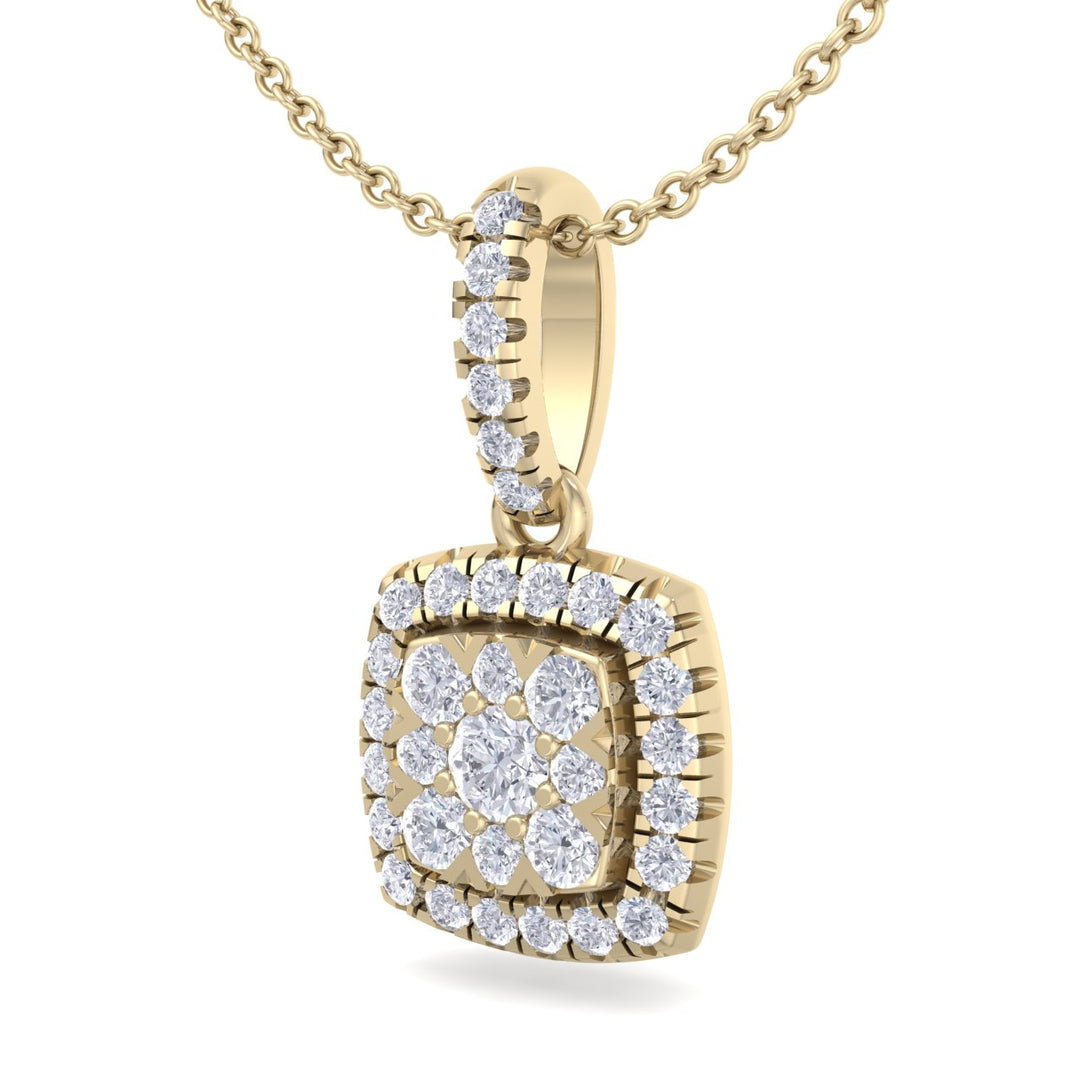 Classic square pendant in white gold with white diamonds of 0.35 ct in weight - HER DIAMONDS®