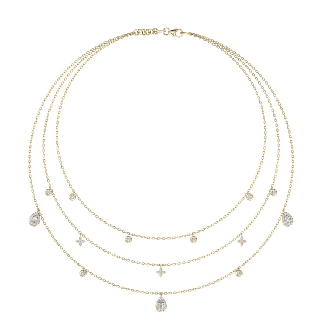 Multi-strand necklace in rose gold with white diamonds of 0.82 ct in weight - HER DIAMONDS®