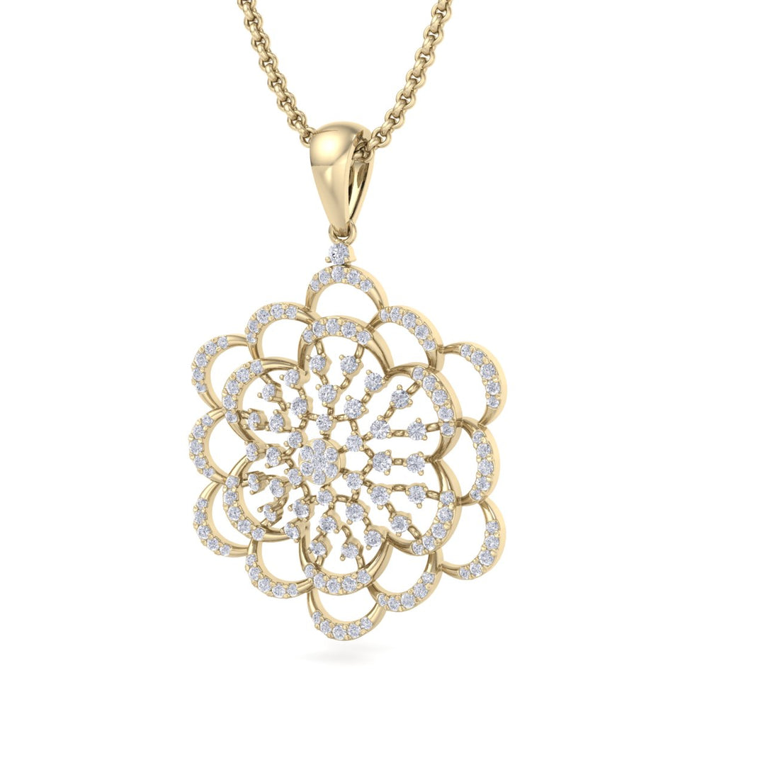 Flower pendant in rose gold with white diamonds of 1.99 ct in weight