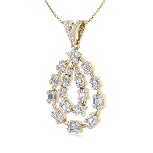 Chandelier pendant in white gold with white diamonds of 1.36 ct in weight