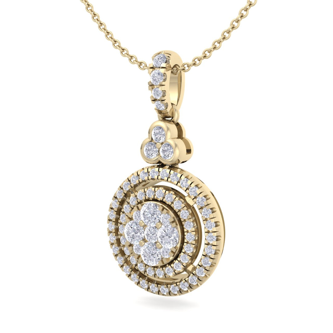Round pendant in white gold with white diamonds of 0.65 ct in weight - HER DIAMONDS®