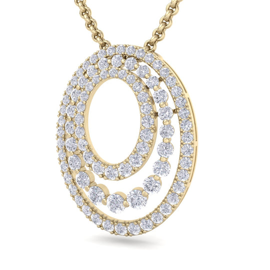 Oval pendant in yellow gold with white diamonds of 2.63 ct in weight