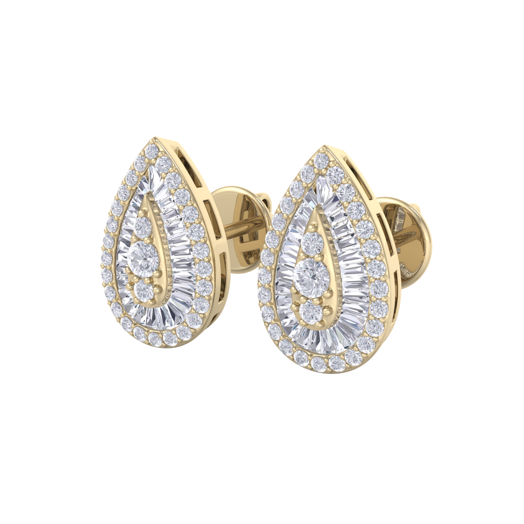 Pear shaped earrings in rose gold with white diamonds of 0.79 ct in weight