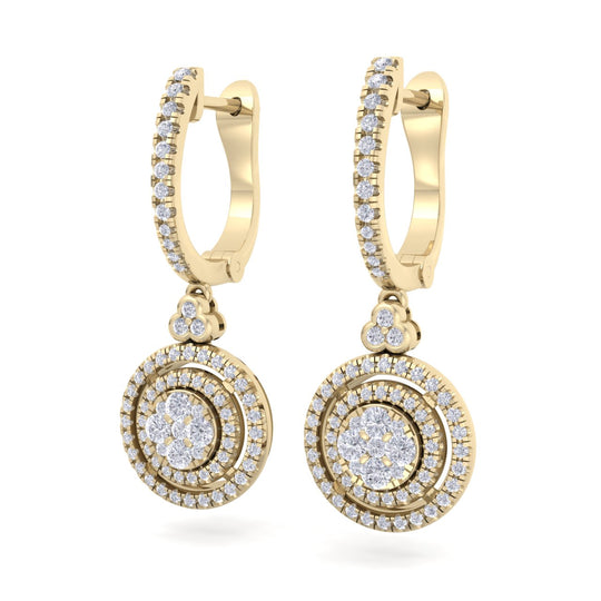 Round drop earrings in rose gold with white diamonds of 0.88 ct in weight - HER DIAMONDS®