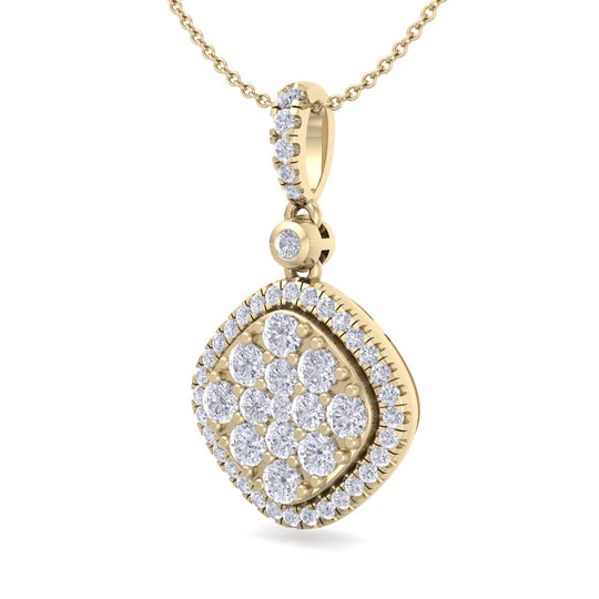 Square pendant in white gold with white diamonds of 0.74 ct in weight - HER DIAMONDS®