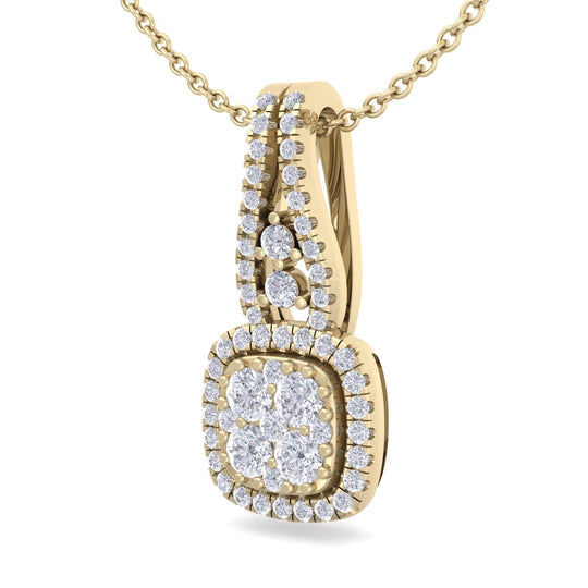 Square pendant in rose gold with white diamonds of 0.36 ct in weight - HER DIAMONDS®