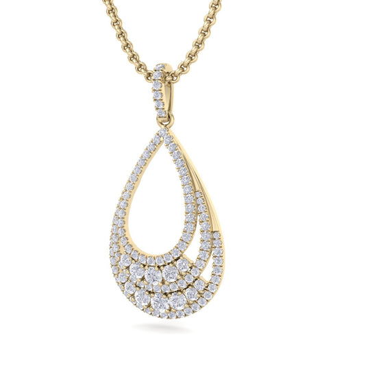 Tear-drop pendant in white gold with white diamonds of 1.84 ct in weight