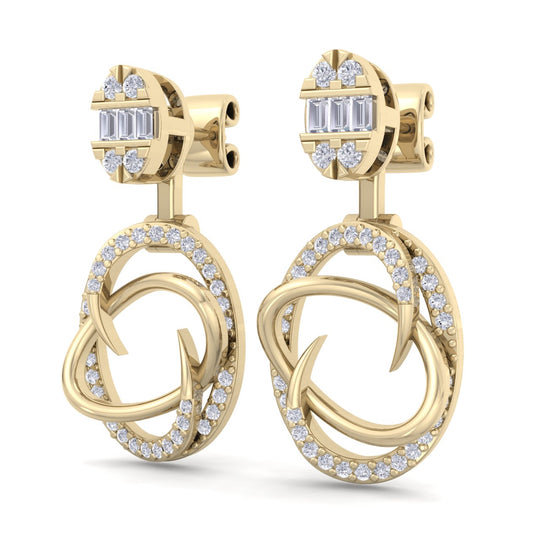 Elegant earrings in yellow gold with white diamonds of 0.70 ct in weight - HER DIAMONDS®