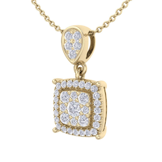 Classic square pendant in white gold with white diamonds of 0.27 ct in weight - HER DIAMONDS®
