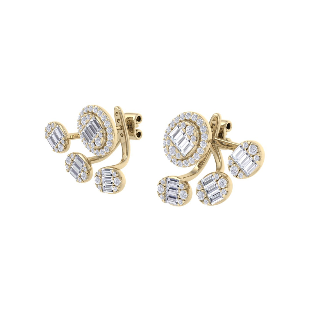 Duo earrings in rose gold with white diamonds of 1.70 ct in weight