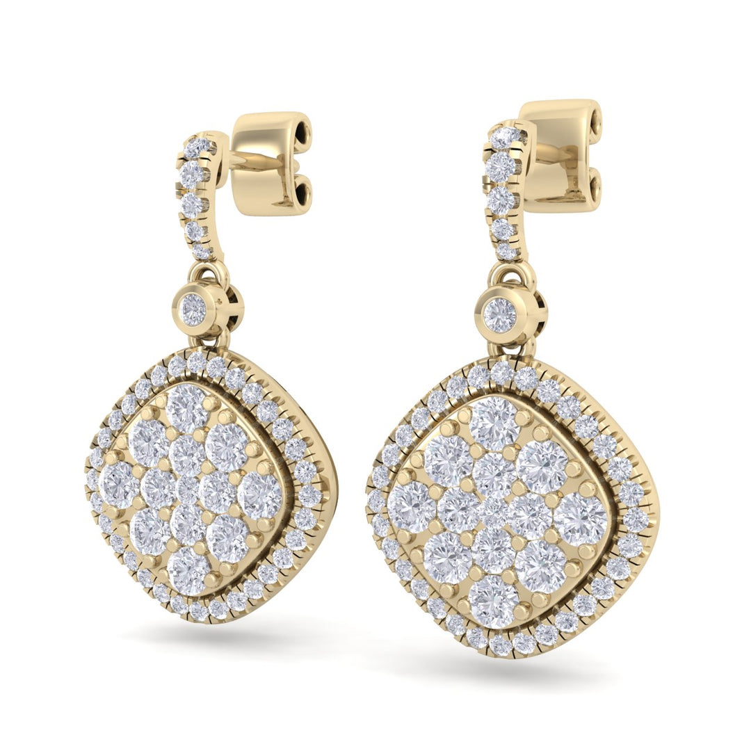 Square drop earrings in white gold with white diamonds of 1.39 ct in weight - HER DIAMONDS®