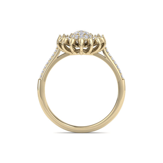 Sunflower ring in yellow gold with white diamonds of 0.43 ct in weight
