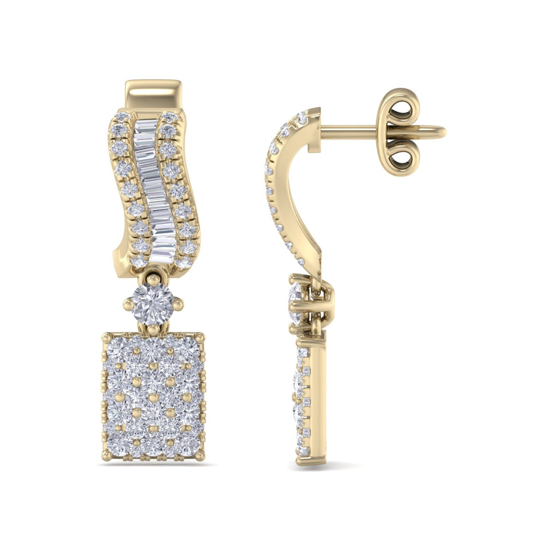 Drop earrings in white gold with white diamonds of 0.96 ct in weight