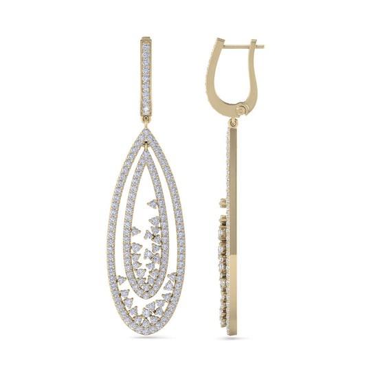 Chandelier earrings in white gold with white diamonds of 3.49 ct in weight