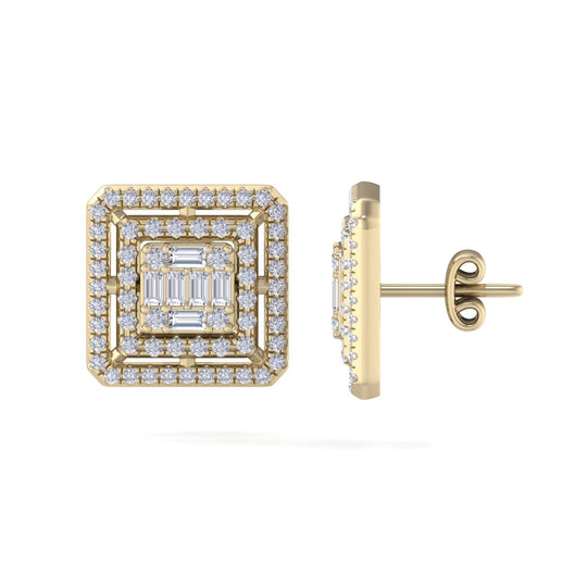 Square stud earrings in rose gold with white diamonds of 0.71 ct in weight - HER DIAMONDS®