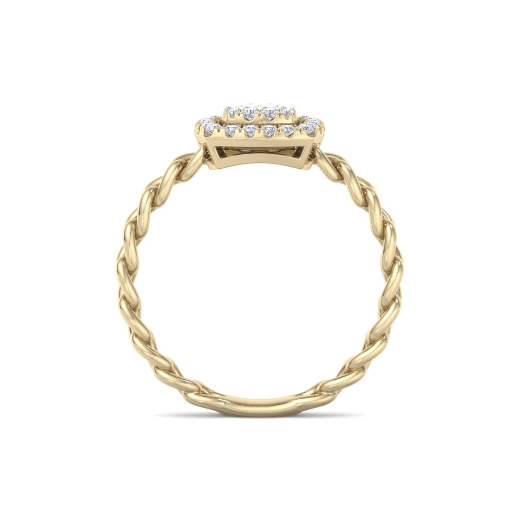 Ring with chain band in yellow gold with white diamonds of 0.33 ct in weight