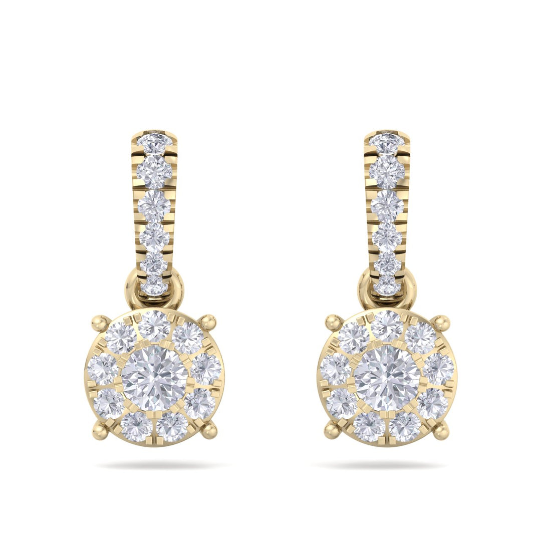 Classic earrings in yellow gold with white diamonds of 0.51 ct in weight - HER DIAMONDS®