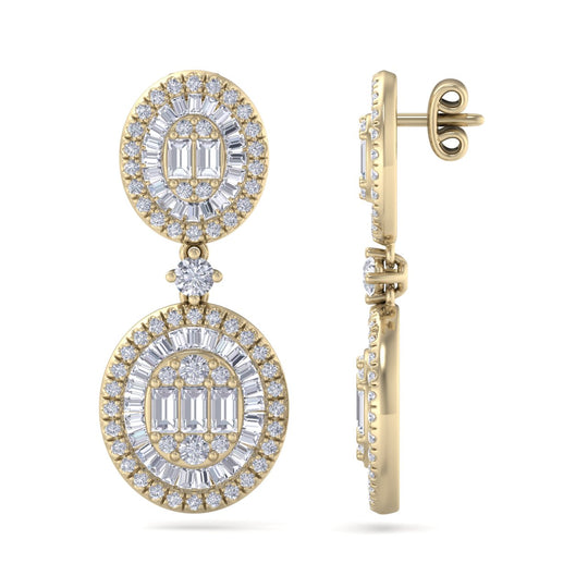 Drop earrings in rose gold with white diamonds of 2.33 ct in weight
