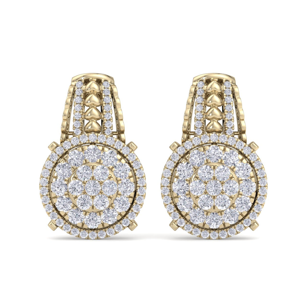 Drop earring with hearts in yellow gold with white diamonds of 1.39 ct in weight - HER DIAMONDS®
