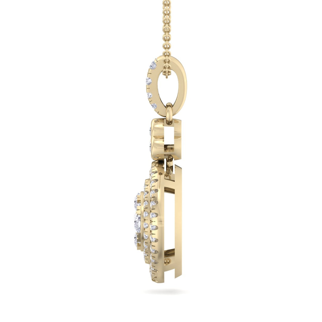Round pendant in yellow gold with white diamonds of 0.65 ct in weight - HER DIAMONDS®