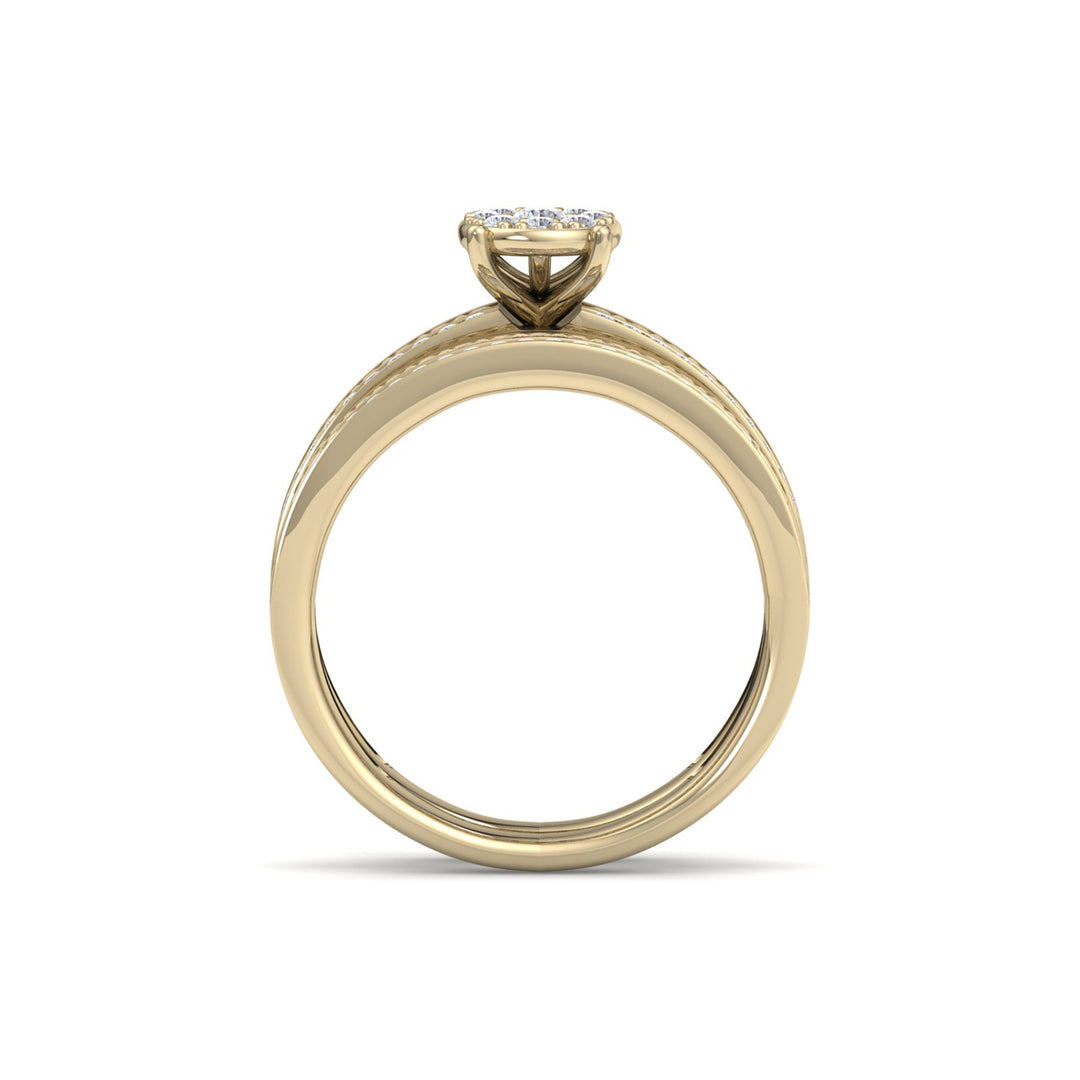 Bridal set in yellow gold with white diamonds of 0.76 ct in weight