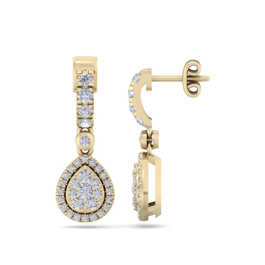 Pear drop earrings in yellow gold with white diamonds of 0.79 ct in weight - HER DIAMONDS®