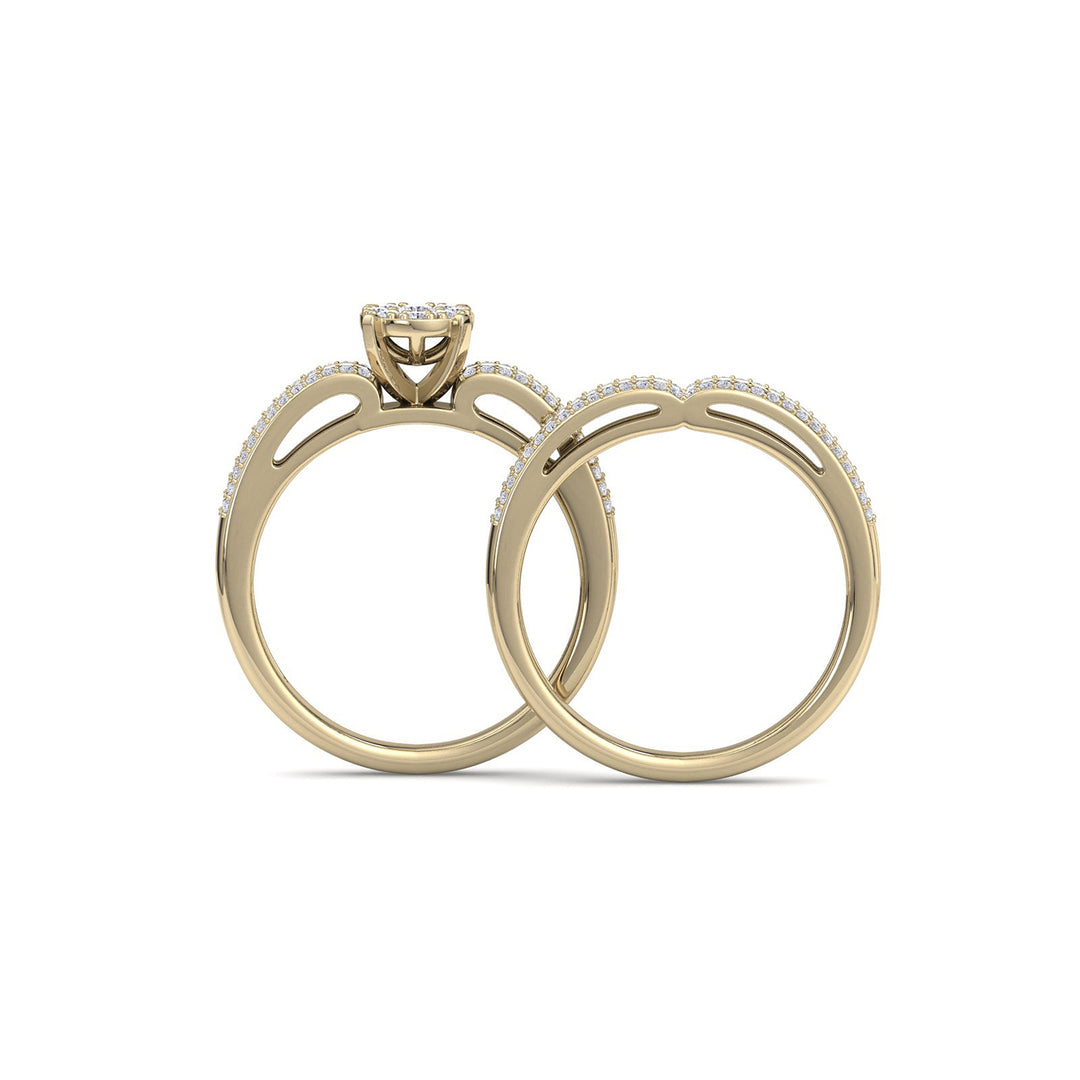Bridal ring set in yellow gold with white diamonds of 0.86 ct in weight