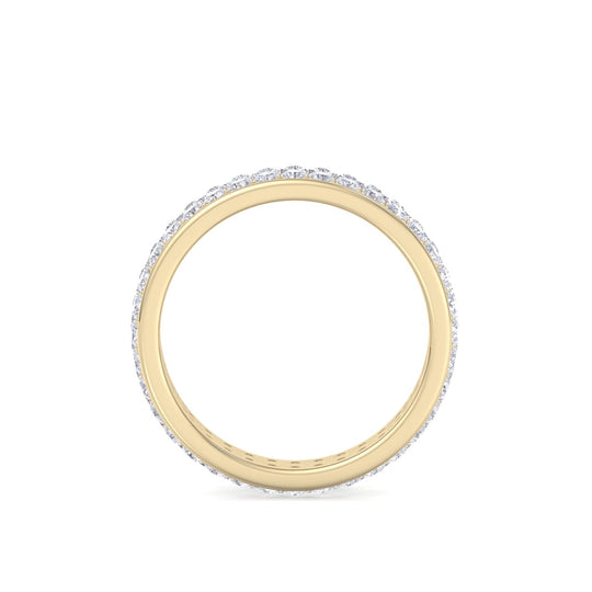 Wedding band in yellow gold with white diamonds of 1.76 ct in weight