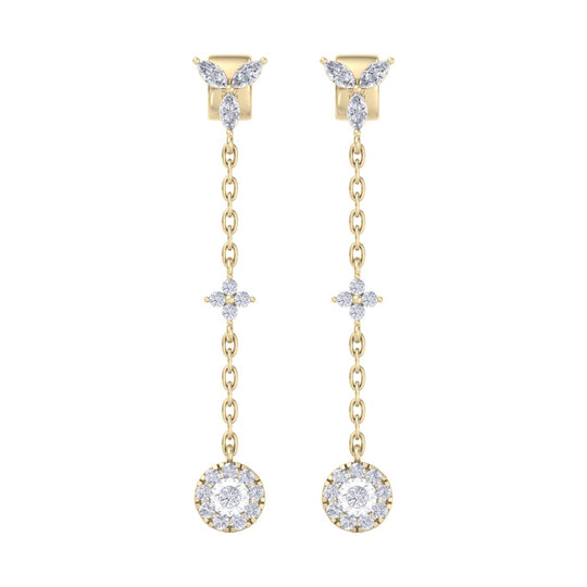 Drop earrings with miracle plate in rose gold with white diamonds of 0.47 ct in weight