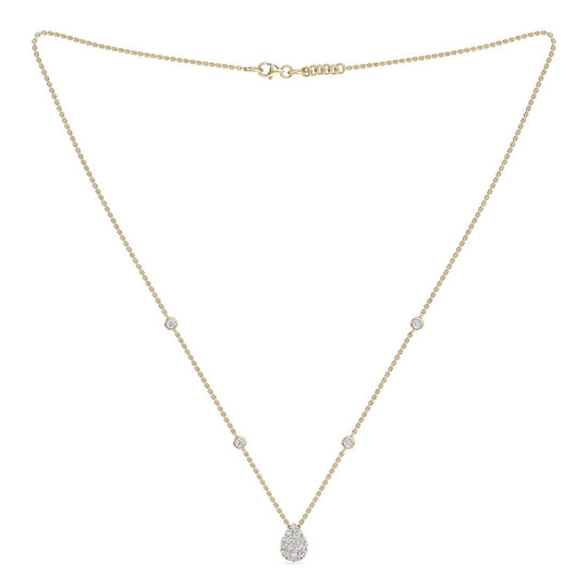 Drop shape necklace in yellow gold with white diamonds of 0.53 ct in weight - HER DIAMONDS®