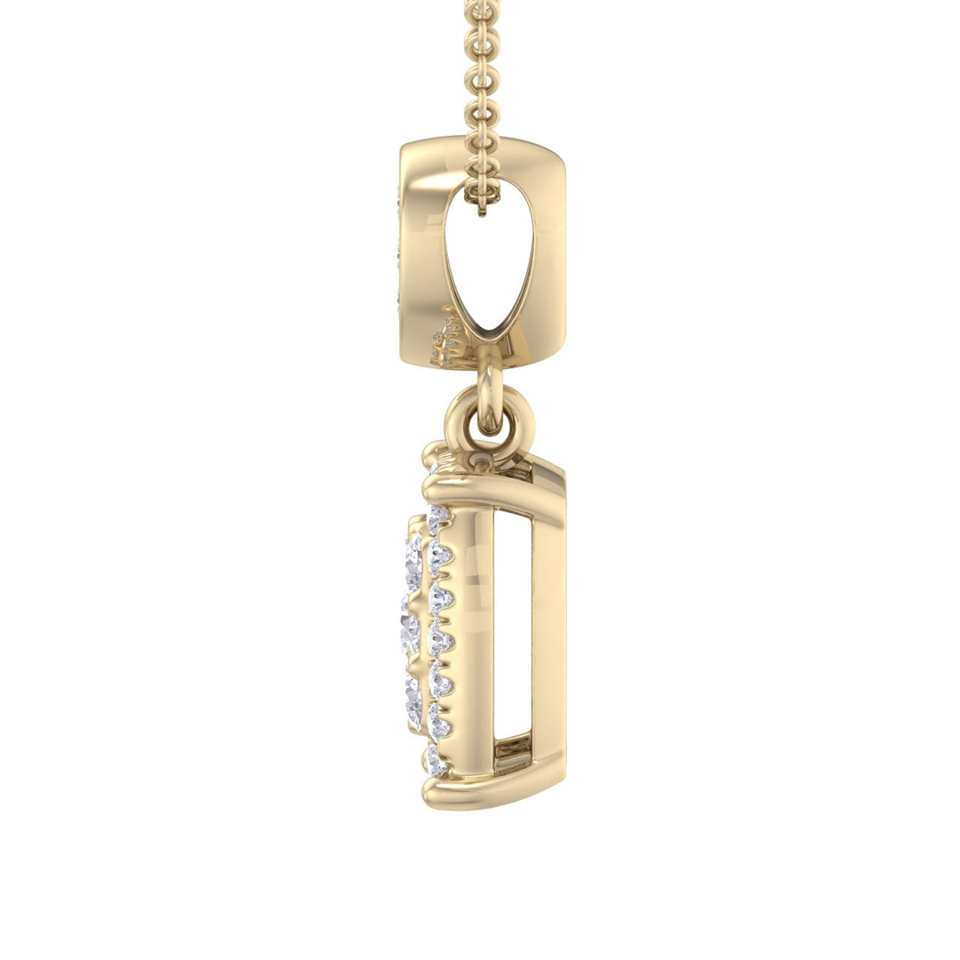 Classic square pendant in yellow gold with white diamonds of 0.27 ct in weight - HER DIAMONDS®