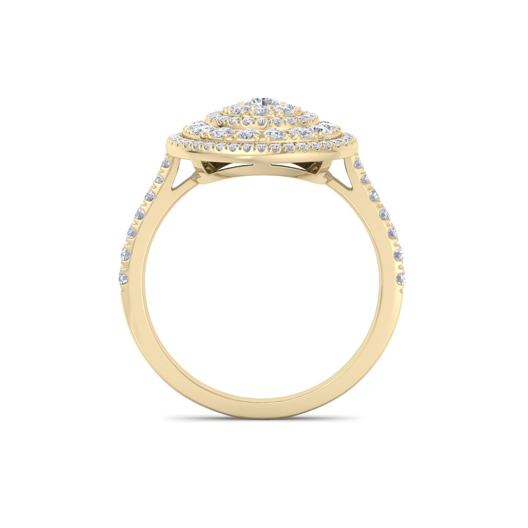 Sphere ring in yellow gold with white diamonds of 0.85 ct in weight