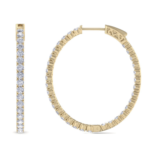 Hoop earrings in yellow gold with white diamonds of 3.30 ct in weight