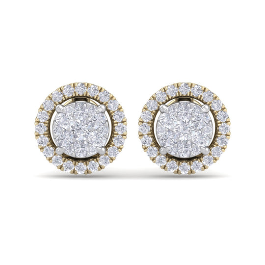 Classic round stud earrings in yellow gold with white diamonds of 0.86 ct in weight - HER DIAMONDS®
