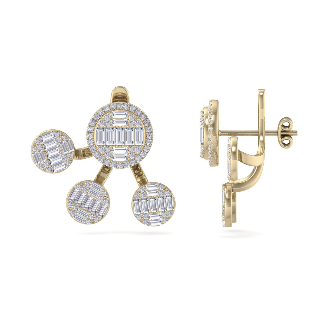 Duo earrings in white gold with white diamonds of 2.23 ct in weight
