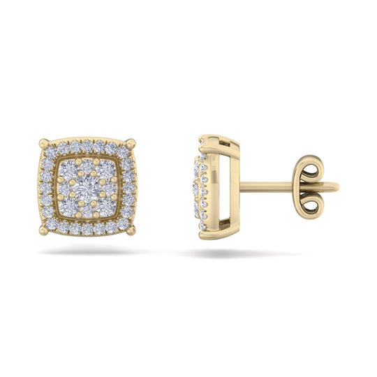 Square stud earrings in yellow gold with white diamonds of 0.48 ct in weight - HER DIAMONDS®